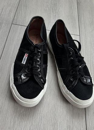Чорні шкіряні кеди 37 superga 2