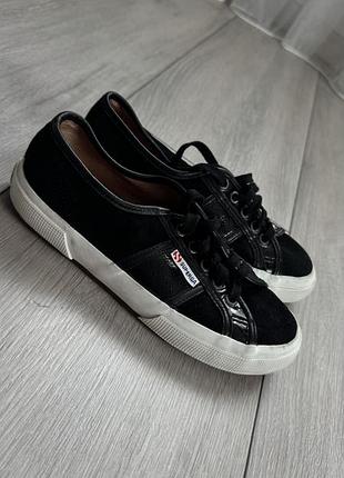 Чорні шкіряні кеди 37 superga 3