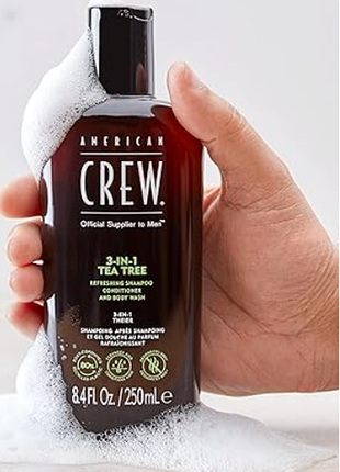Шампунь american crew 3 in 1 tea tree shampoo – средство для волос, тела и кожи головы, с чайным деревом, мужской уход