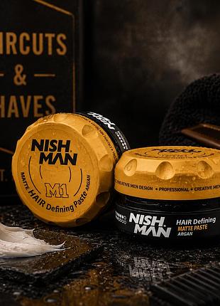 Паста для укладки волос nishman hair defining matte paste m1 100 мл матовая паста сильная фиксация водное основание