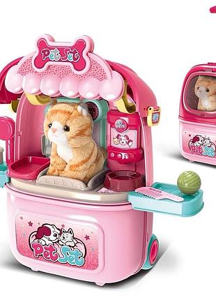 Игровой набор груминг / ветеринарный салон в чемодане с животным (котик)игровой набор груминг / ветеринарный салон в чемодане с