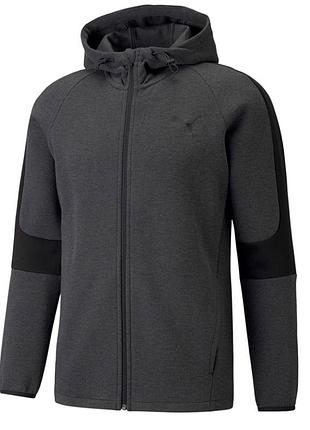 Мужская толстовка puma evostripe core fz hoodie серая 58581207