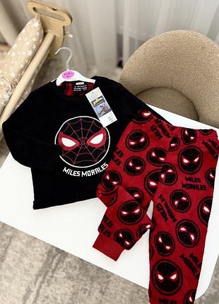 Піжама для хлопчика spider man махрова чорно-червона