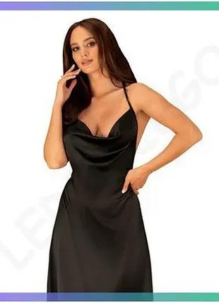 Сексуальна сукня obsessive agatya dress s/m чорна атласна з відкритою спинкою для романтичних зустріче sku_tanga_vendorcode_для