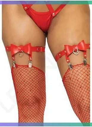 Подвязки для чулок street chic leg avenue с бантиком и подвеской красные one size для чулок и нижнего sku_tanga_vendorcode_для