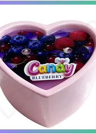 Массажная свеча candy blueberry 70 мл с ароматом черники в форме сердца для расслабляющего массажа sku_tanga_vendorcode_для
