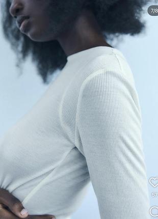 Лонгслів жіночий zara білий 3