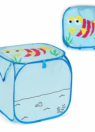 Корзина для игрушек складная "рыбка" 46х46 см, с ручками, голубой