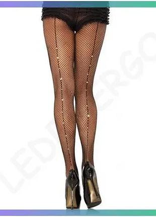 Колготки в сіточку із заднім швом зі стразами leg avenue backseam fishnet pantyhose o/s для жінок глам sku_tanga_vendorcode_для