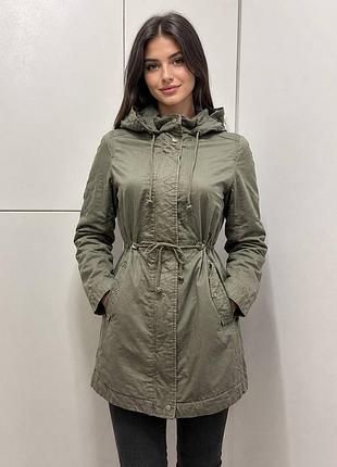 Трендова парку h&m жіночий колір хакі куртка довга демісезонна