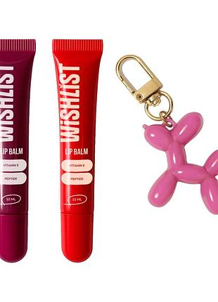 Набір бальзамів-блисків для губ velvet coral & ruby nectar wishlist lip gloss balms + іграшка-брелок