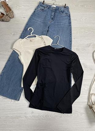 Чорний лонг із подвійною тканиною спереду zara