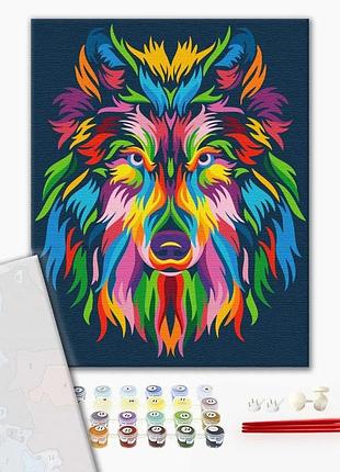 Brushme premium картина по номерам радужный волк, 40×50 см, 40x50 см