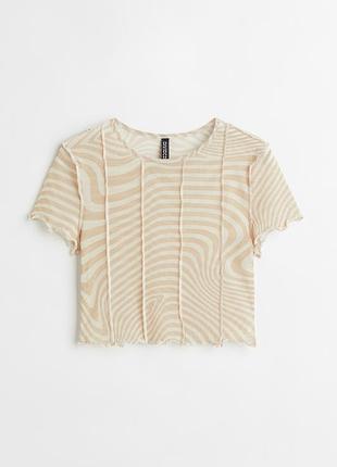 Топ жіночий divided by h&m прозорий з хвилястим принтом бежевий s
