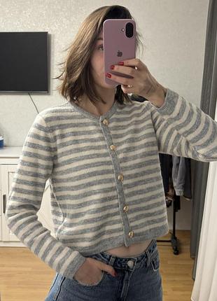 Жіночий кардиган h&m в смужку сірий