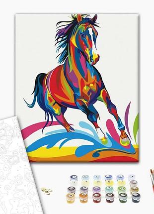 Brushme classic картина по номерам радужный конь, 48×60 см
