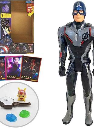 Фигурка капитан америка 30 см с подсветкой и звуковыми эффектами, 2 сюрприза, marvel heroes