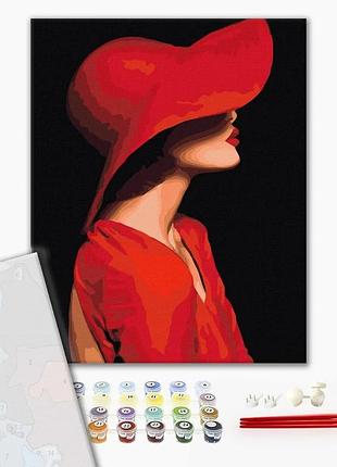 Brushme premium картина за номерами незнайомка в червоному, 40×50 см, 40x50 см