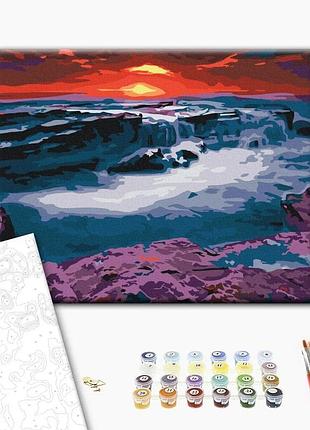 Brushme classic картина за номерами захід сонця біля водоспаду, 30×40 см