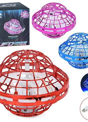 Летающая игрушка ufo с led подсветкой, сенсорным управлением и пультом, 9,3 см, аккумулятор