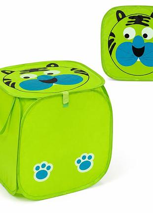 Корзина для игрушек складная с ручками "тигр" 46х46 см, зеленый