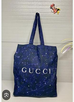 Шопер жіночий gucci синій з принтом