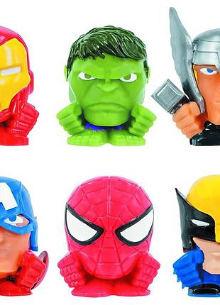 Набор игрушек антистресс сквиши мстители 6 шт - advengers, super squishy, ​​tor, iron man, hulk, spider man