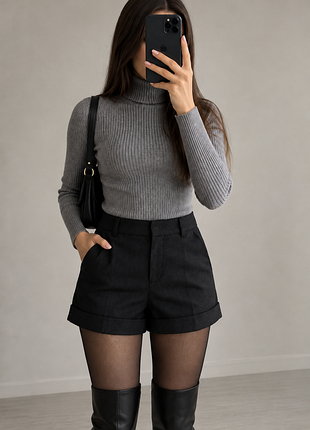 Новые женские шерстяные шорты gap wool blend черные 69% шерсти р. 40 / m