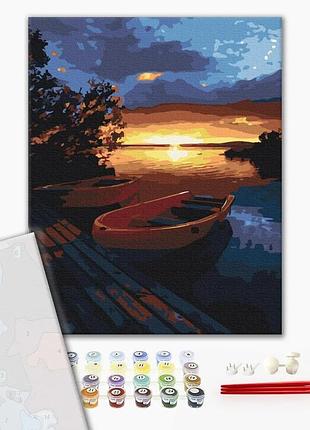 Brushme premium картина по номерам красивый закат на озере, 40×50 см, 40x50 см