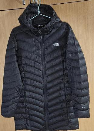 The north face  пуховичок  подовжений з капюшоном,  пальто деми.