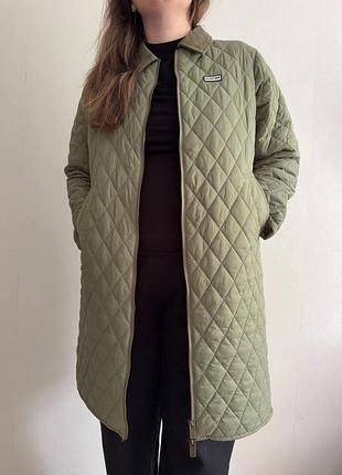 Довга стьобана куртка hunter green long quilted jacket