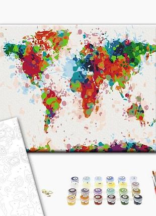 Brushme classic картина за номерами барвиста карта, 40×50 см