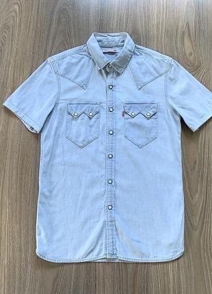 Мужская джинсовая рубашка с коротким рукавом levis