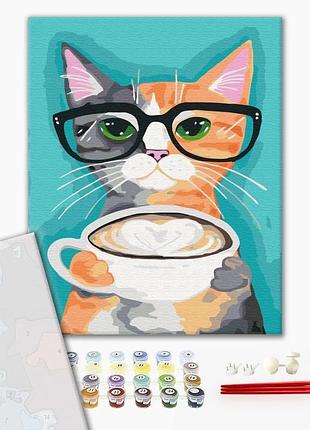Brushme premium картина по номерам кот и кофе, 40×50 см, 40x50 см