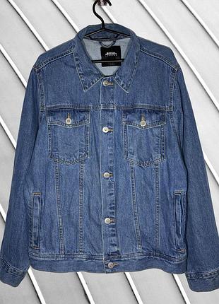 Мужская голубая джинсовая куртка burton menswear l xl 50 52 джинсовка классическая с воротником burton menswear l xl