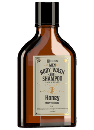 Гель-шампунь 3 в 1 для миття тіла, волосся та бороди hiskin gentelmans honey whisky, 100мл, 100 мл