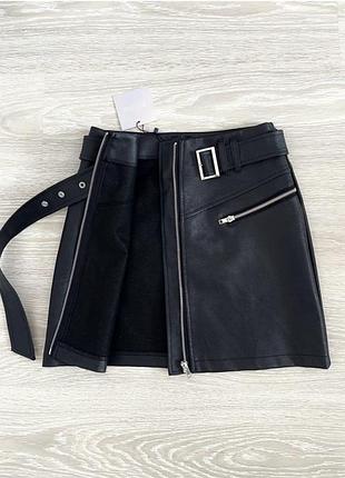 Missguided жіноча, нова,  стильна спідниця на блискавці, з паском, з якісної екошкіри 8