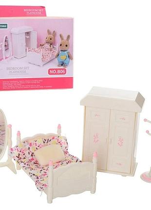 Набор мебели для кукол или флоксовых фигурок "спальня" (аналог sylvanian families) арт. b 06