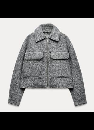 Сіра укорочена куртка-жакет zara