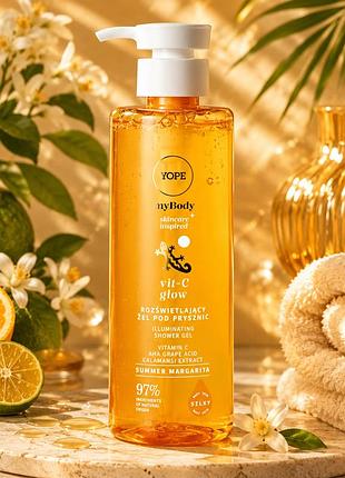 Освітлювальний гель для душу yope mybody vit c glow summer margarita 300 мл з вітаміном с