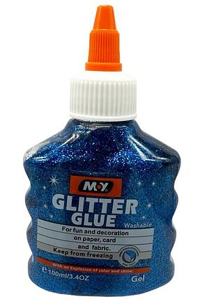 Клей декоративный "металлик glitter" dscn4619(blue) 100 мл