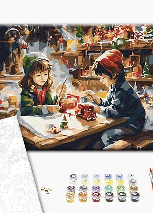 Brushme classic картина по номерам помощники санты, 30×40 см, 30×40 см