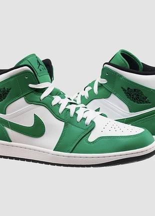 Оригінальні кеди кросівки air jordan 1 mid «lucky green»