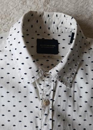 Мужская хлопковая рубашка от scotch &amp; soda из линейки джинсовой одежды amsterdams blauw (модель mr. blue). размер м.