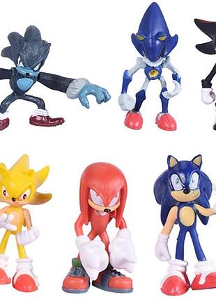 Набір фігурок з гри їжак супер сонік 6в1, 7 см - sonic the hedgehog
