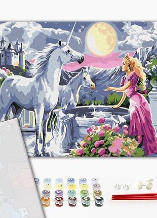 Brushme premium картина по номерам принцесса и единороги, 40×50 см, 40x50 см