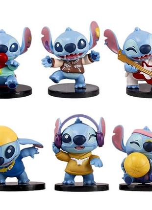 Набір фігурок 6в1 стіч на підставках із м/ф "ліло та стіч", 6-8 см — stitch