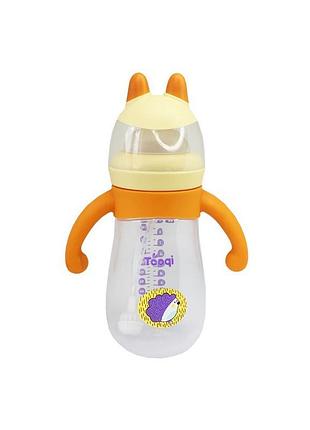 Бутылочка пластиковая с силиконовыми ручками mgz-0200(yellow) 260 мл