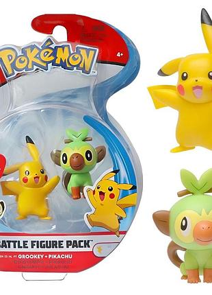 Набор боевых фигурок покемон пикачу, стуки - pokémon, pikachu, grookey, battle figure pack