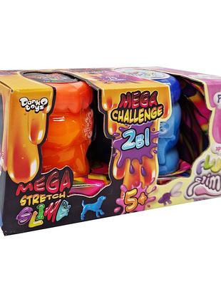В'язка маса "2 в 1 "mega stretch slime" та "fluffy slime" fls-03-01u укр помаранчево-блакитний